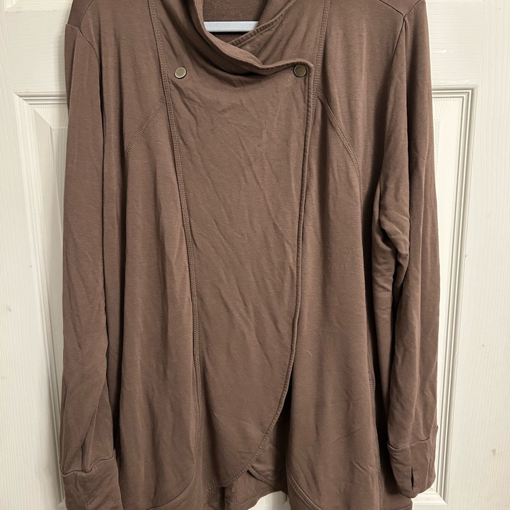 Susan Graver Tan Cowl Neck Cardigan Super soft XL